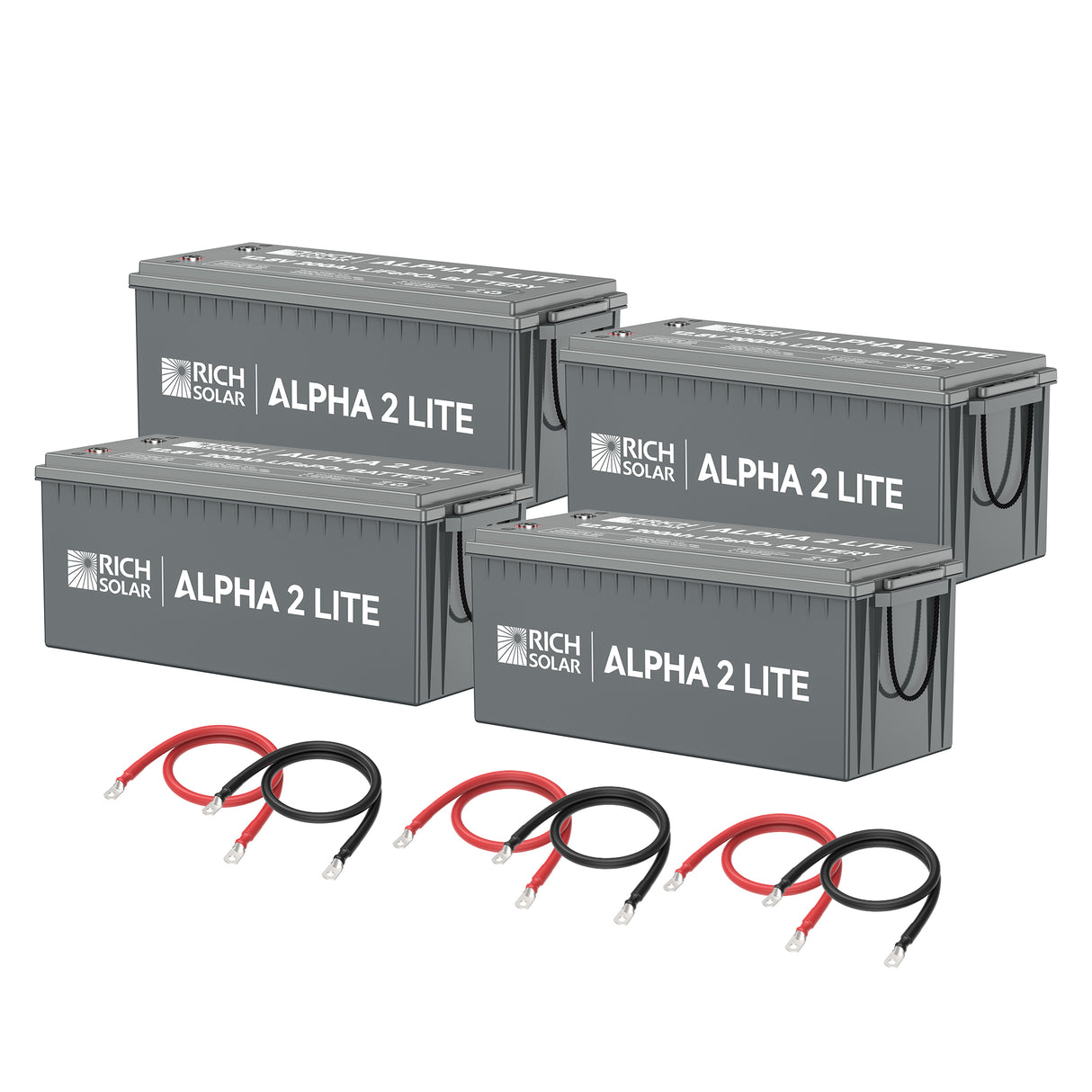 800Ah 12V LiFePO4 Off-Grid Battery Kit | 10.2kWh Deep Cycle Lithium Battery Bank | Powerful 800Ah Battery Bank for RVs, Trailers, Cabins, Campers, Vans, Off-Grid | 4 X ALPHA 2 LITE in Parallel - RICH SOLAR