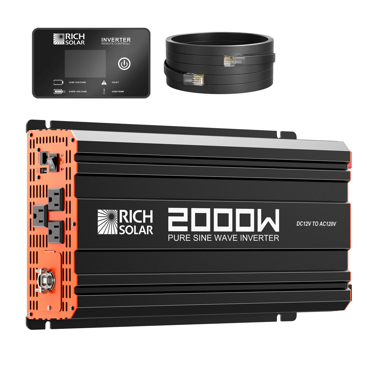 NOVA PURE 2K | 2000 Watt (2kW) 12 Volt Industrial Pure Sine Wave Inverter | Powerful 2000W 12V Off-Grid Inverter for RVs, Trailers, Campers, Vans, Trucks, Overlanders, Boats | Top Rated - RICH SOLAR
