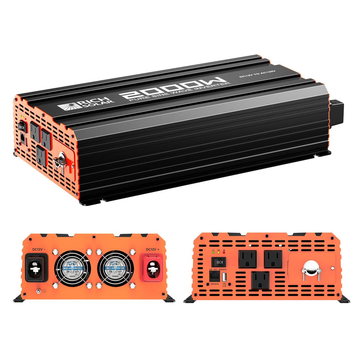 NOVA PURE 2K | 2000 Watt (2kW) 12 Volt Industrial Pure Sine Wave Inverter | Powerful 2000W 12V Off-Grid Inverter for RVs, Trailers, Campers, Vans, Trucks, Overlanders, Boats | Top Rated - RICH SOLAR