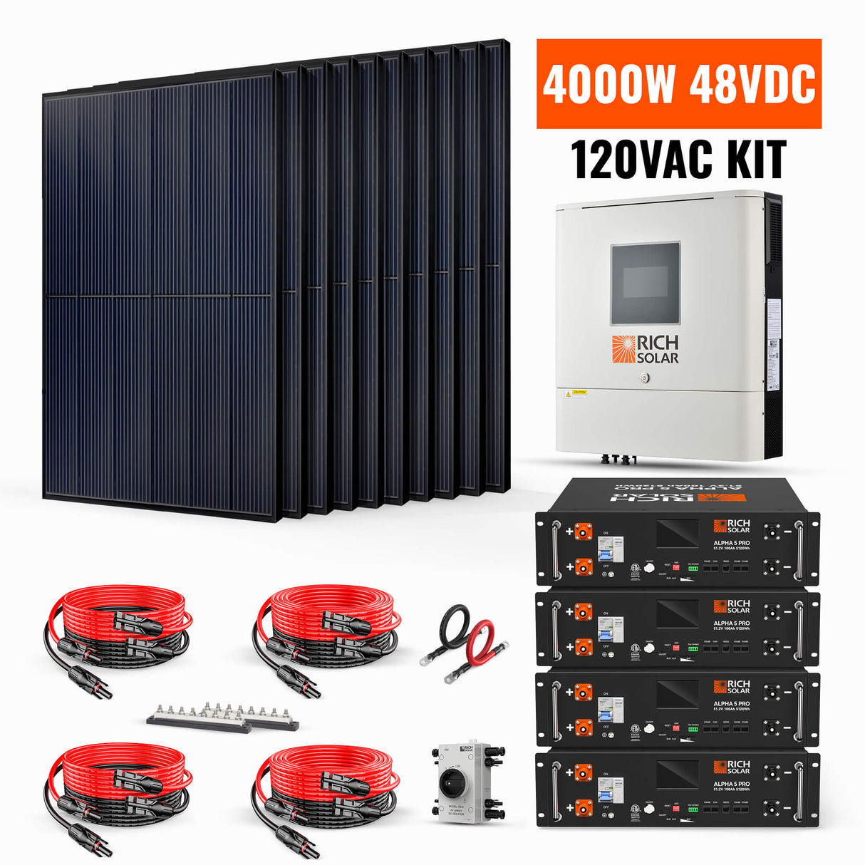4000W 48VDC-120VAC Solar Kit - RICH SOLAR