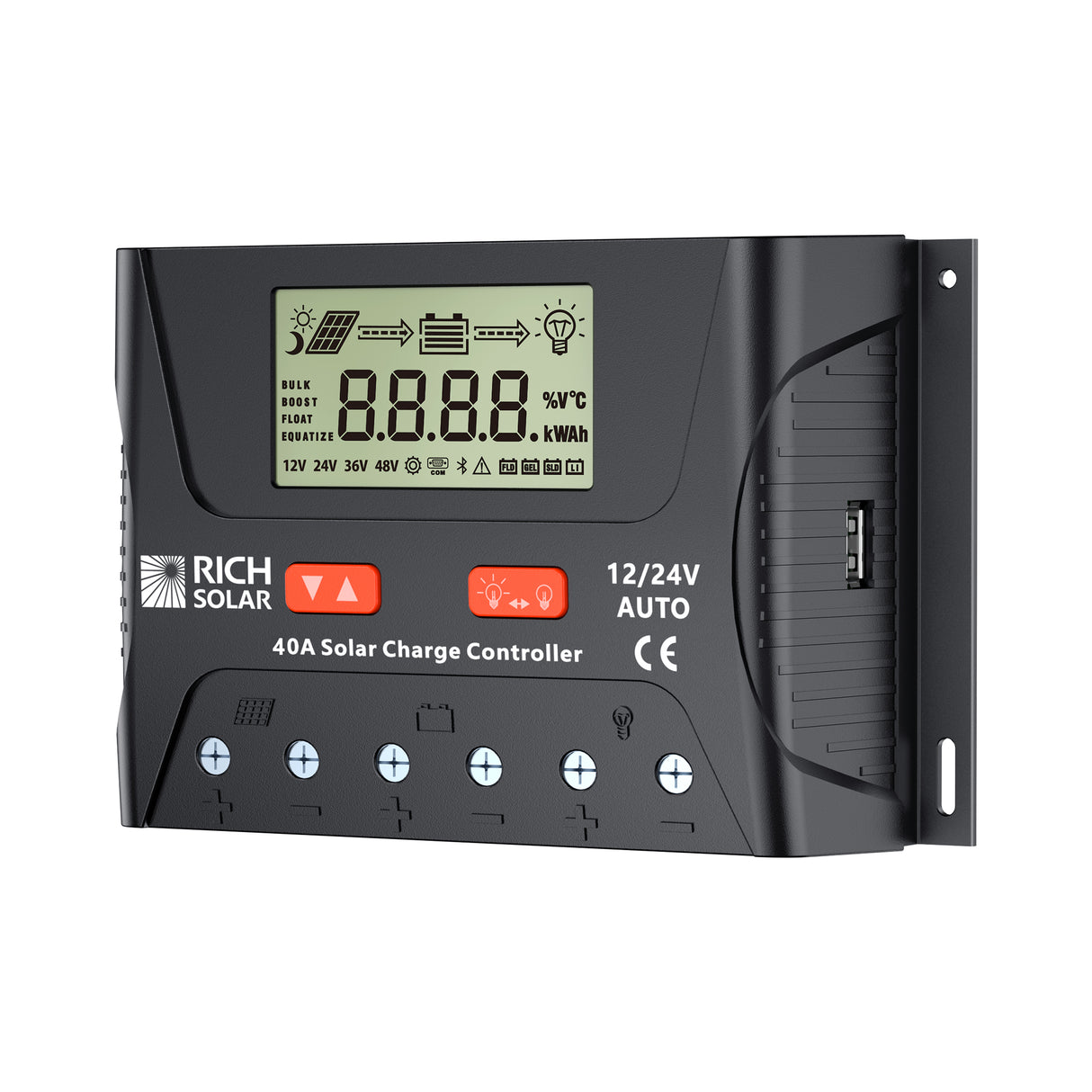 BRAVO LEGEND 40 | 40 Amp PWM Solar Charge Controller | 12V/24V Auto, 3-Stage Charging for RVs, Boats, Off-Grid Systems