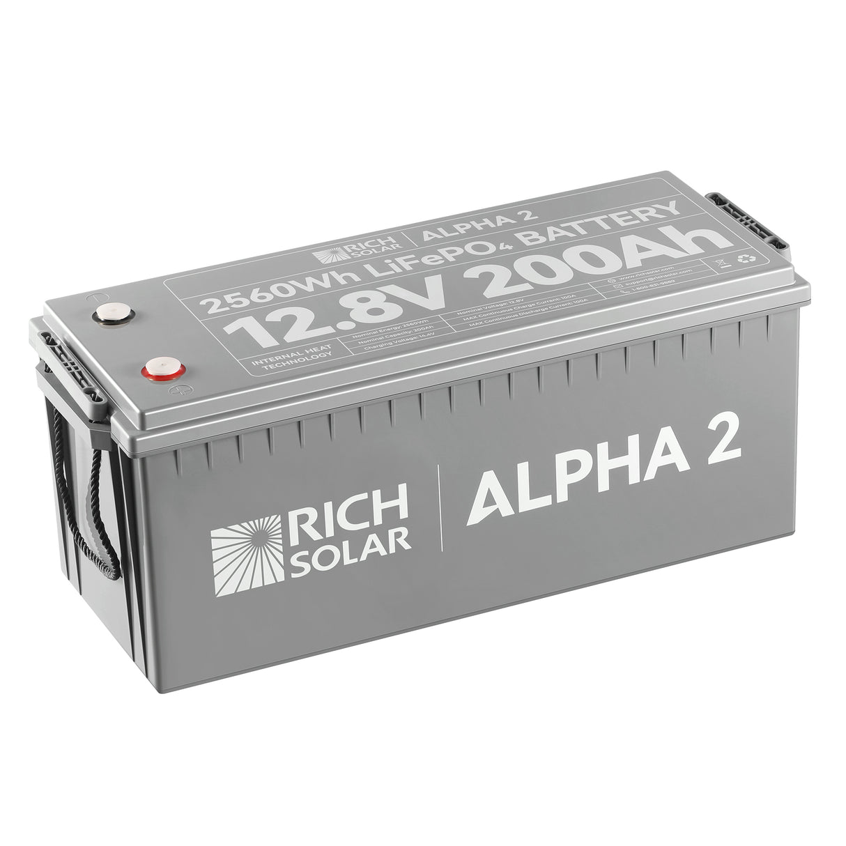 ALPHA 2 | 12V 200Ah LiFePO4 Battery | Powerful 12V Lithium Battery for RVs, Trailers, Vans, Boats, Off-Grid | 5,000 Lifetime Cycles | Bluetooth and Internal Heat Technology - RICH SOLAR