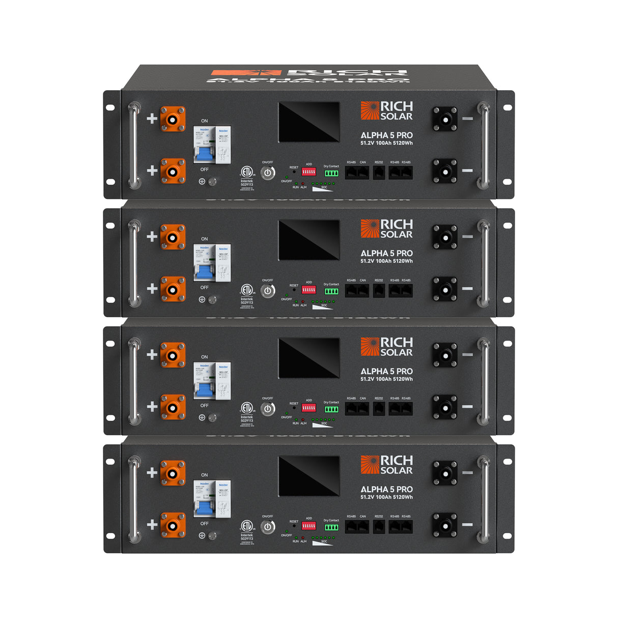 ALPHA 5 PRO | 51.2V 100Ah LiFePO4 Battery | Premium 48V Server Rack Lithium Battery for Residential, Commercial, RVs, Off-Grid | 7,000 Lifetime Cycles | 10 Year Warranty | UL1973, UL9540A Certified - RICH SOLAR