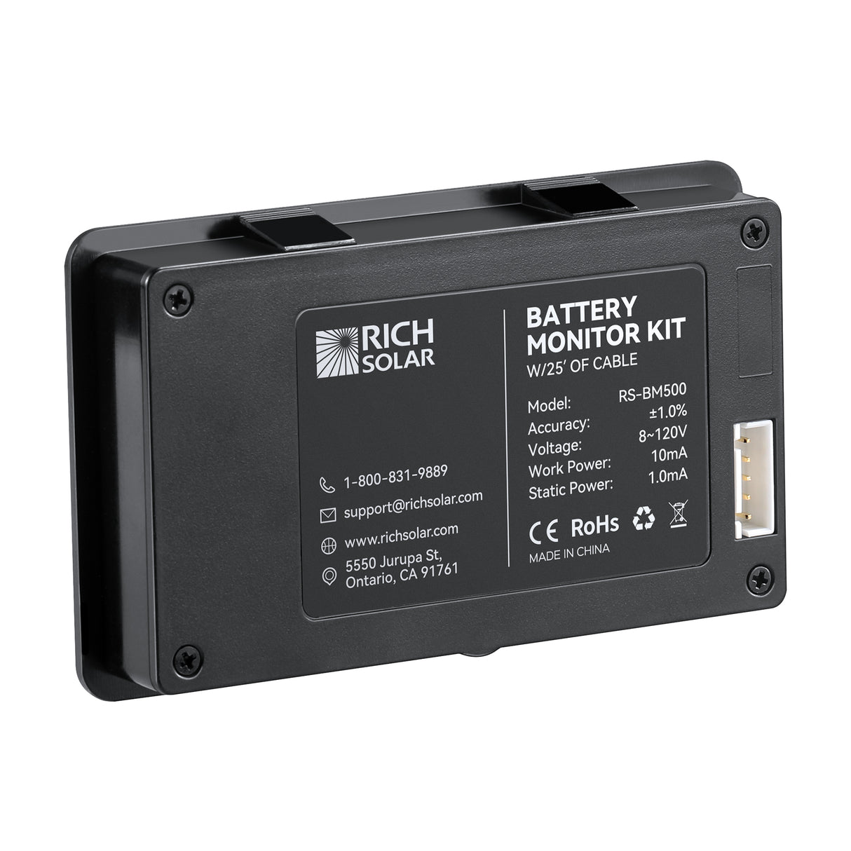 500 Amp Battery Monitor with Shunt | 8~120V 500A Battery Monitor with Shunt | Accurate Battery Status Monitor | Easy to Use - RICH SOLAR
