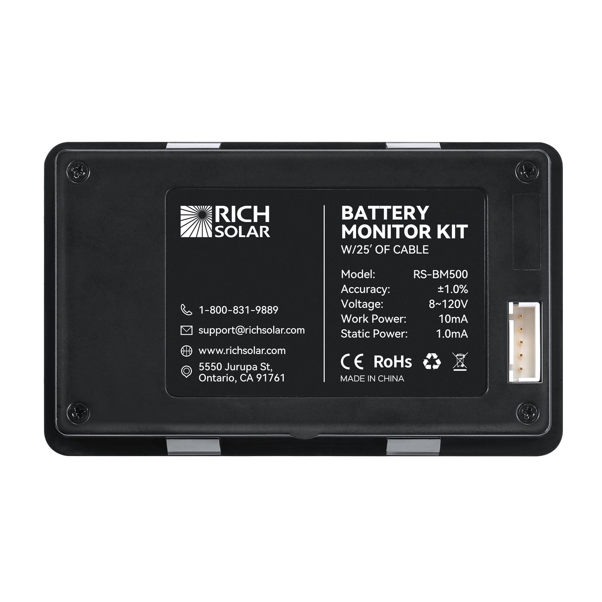 500 Amp Battery Monitor with Shunt | 8~120V 500A Battery Monitor with Shunt | Accurate Battery Status Monitor | Easy to Use - RICH SOLAR