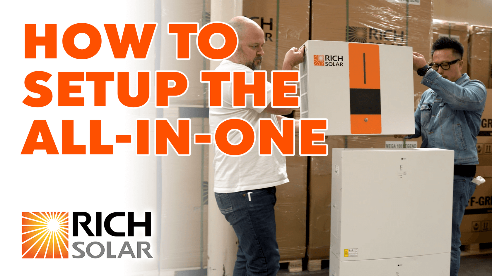 Instructional image on how to set up the All-In-One V2 solar system from RICH SOLAR, guiding users for optimal installation.