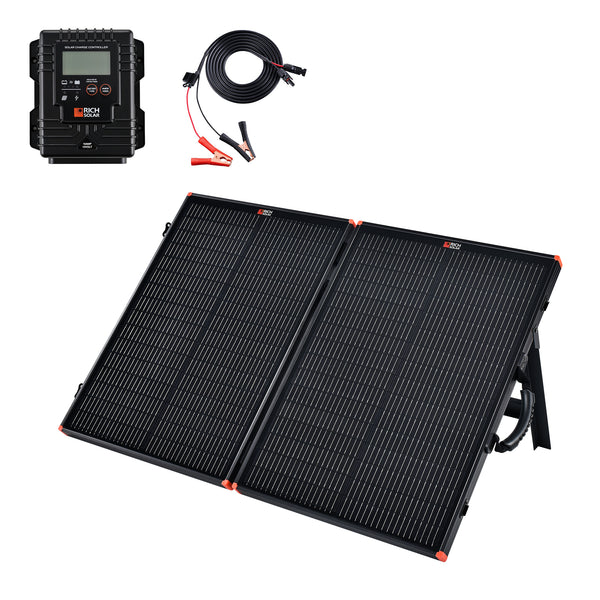 MEGA 100 Portable Briefcase Charging Kit | 100 Watt Portable Solar Panel | Premium 12V Portable Solar Panel for Generators, Boats, Power Stations | High Efficiency