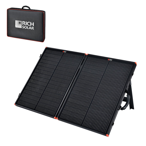 MEGA 100 Portable Briefcase Solar Panel | 100 Watt Portable Solar Panel | Premier 12V Portable Solar Panel for Generators, Power Stations, Vans | High Efficiency BACKORDER