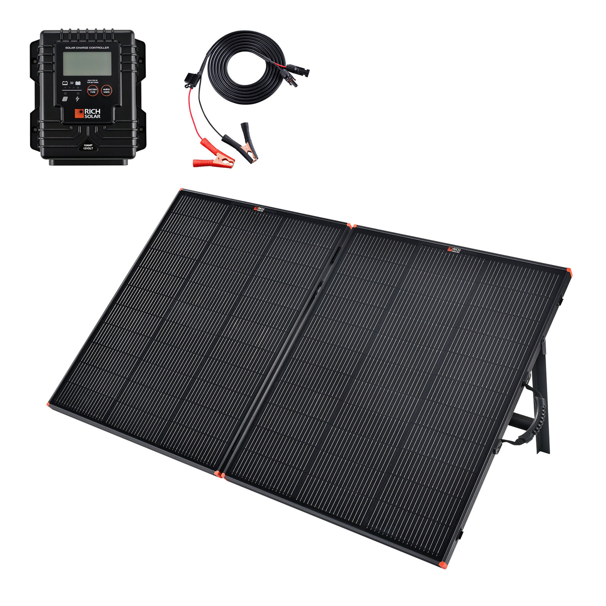 MEGA 200 Portable Briefcase Charging Kit | 200 Watt Portable Solar Panel | Premium 12V Portable Solar Panel for Generators, Vans, Campers | High Efficiency - RICH SOLAR
