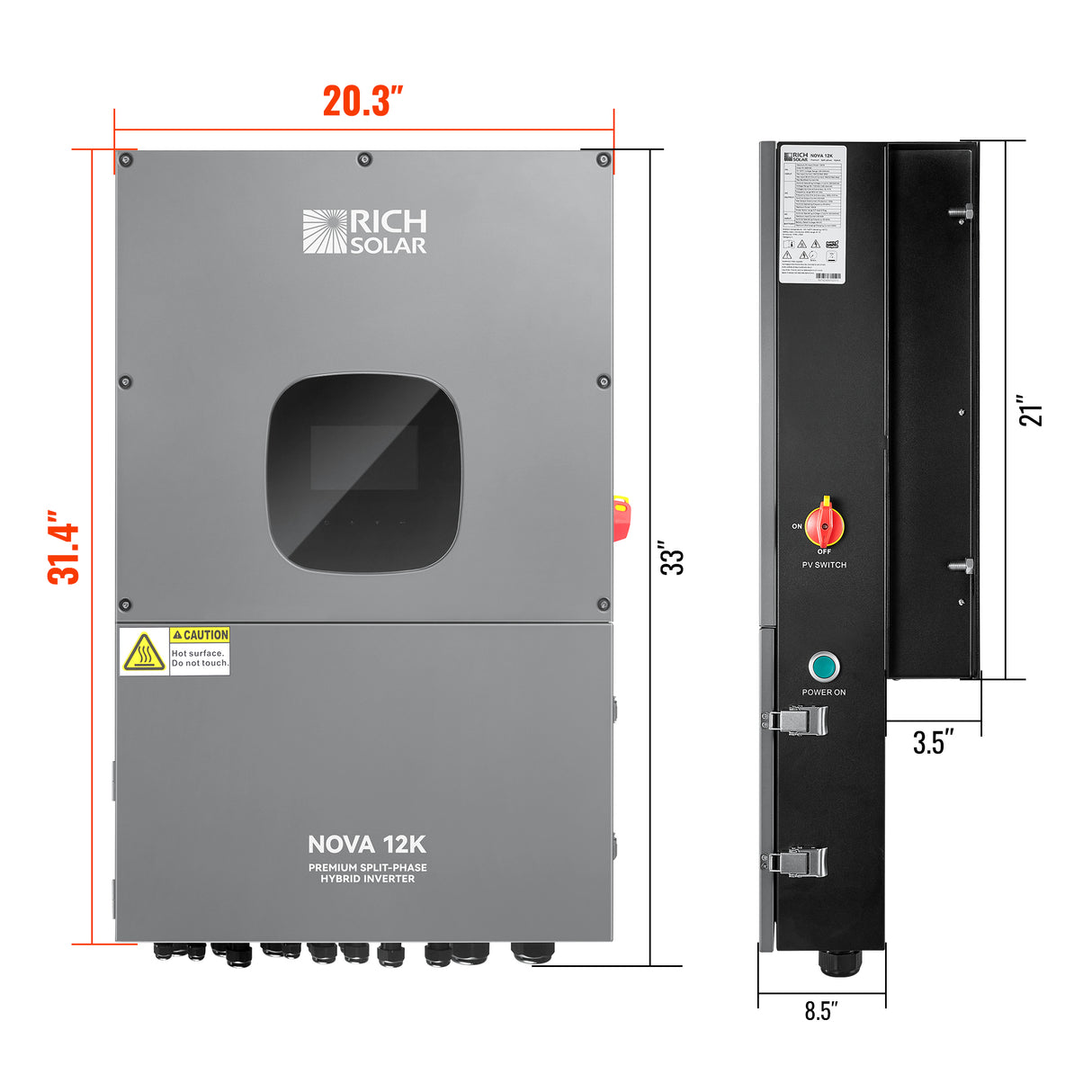 NOVA 12K | 12000 Watt 48V Split Phase Hybrid Inverter | 12000W PV Input, 10000W Continuous Output 120/240V | Premium 12000W 48V Hybrid Inverter for Cabins, ADUs, Tiny Homes, Residential, Agriculture, Off-Grid, On-Grid | UL Certified - RICH SOLAR