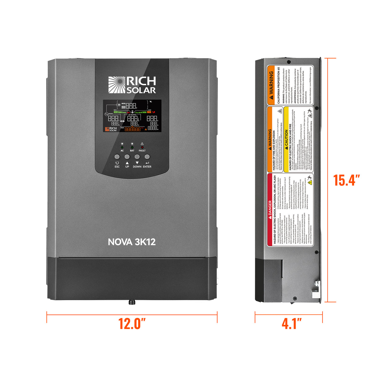 NOVA 3K12 | 3000W 12V Pure Sine Wave Inverter with Built-in Transfer Switch | UL458 Certified for RVs, Campers, Trailers, Vans