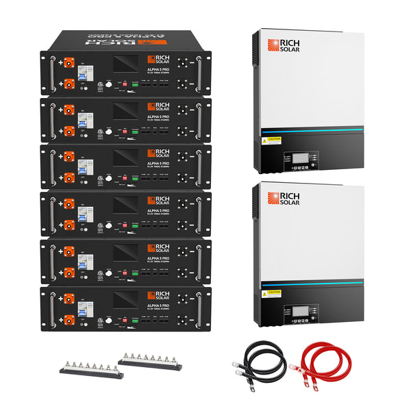 Off-Grid System Kit | 13,000W 120/240V Output, 48VDC(30.72kWh ALPHA 5 PRO Server Lithium Iron Phosphate Battery)