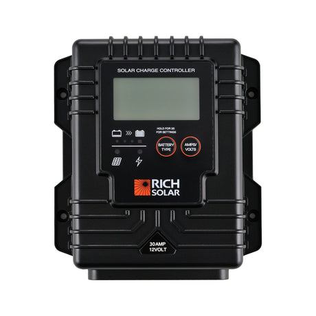 BRAVO Waterproof 30 | 30 Amp Waterproof PWM Solar Charge Controller | Waterproof 30A 12V PWM Controller for RVs, Trailers, Campers, Vans, Boats, Off-Grid | #1 Waterproof Solar Controller - RICH SOLAR