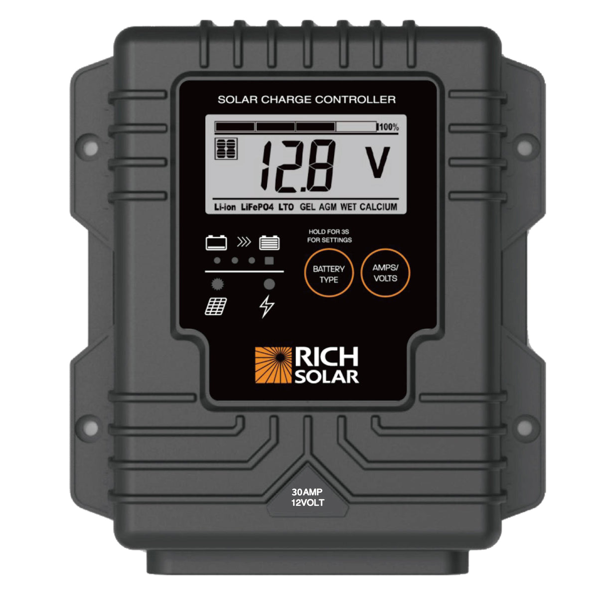 BRAVO Waterproof 30 | 30 Amp Waterproof PWM Solar Charge Controller | Waterproof 30A 12V PWM Controller for RVs, Trailers, Campers, Vans, Boats, Off-Grid | #1 Waterproof Solar Controller - RICH SOLAR