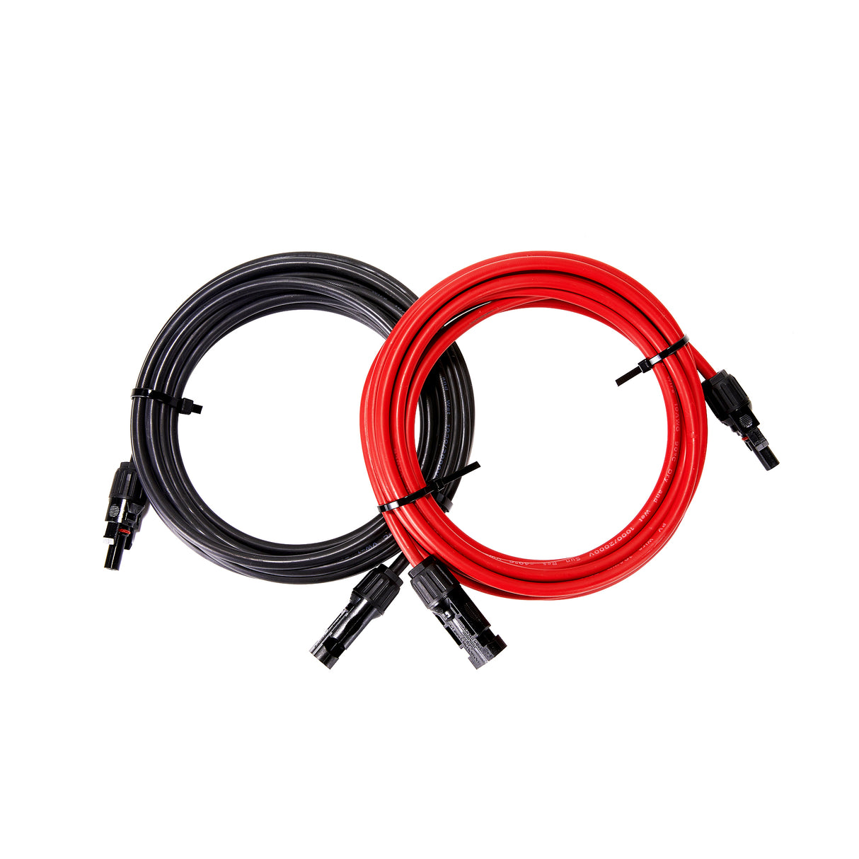 10 Gauge Solar Panel Extension Cable with Male and Female Solar Connector Ends | Pair of 10AWG Red and Black Extension Wire with Connectors on Both Ends | Choose Cable Length: 10ft, 15ft, 20ft, 30ft, 50ft, 75ft, 100ft