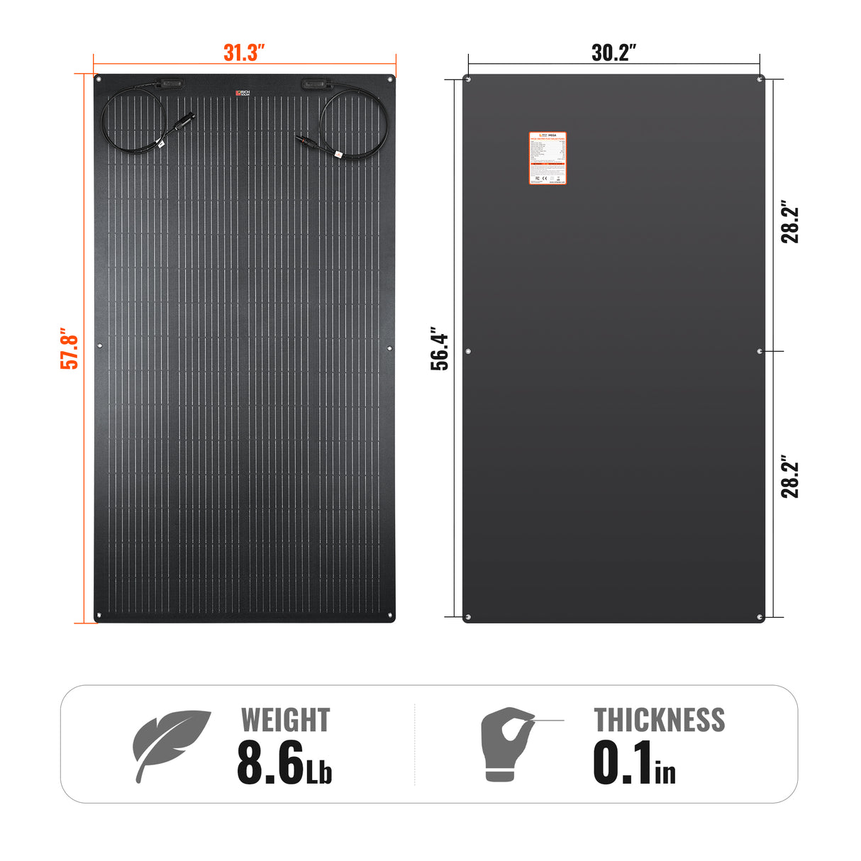 MEGA 200 PRO FLEX | 200W 24V Flexible Solar Panel | 360° Bendable, IP68 Waterproof, for RV Roofs, Marine, Off-Grid, and Overland Systems - RICH SOLAR