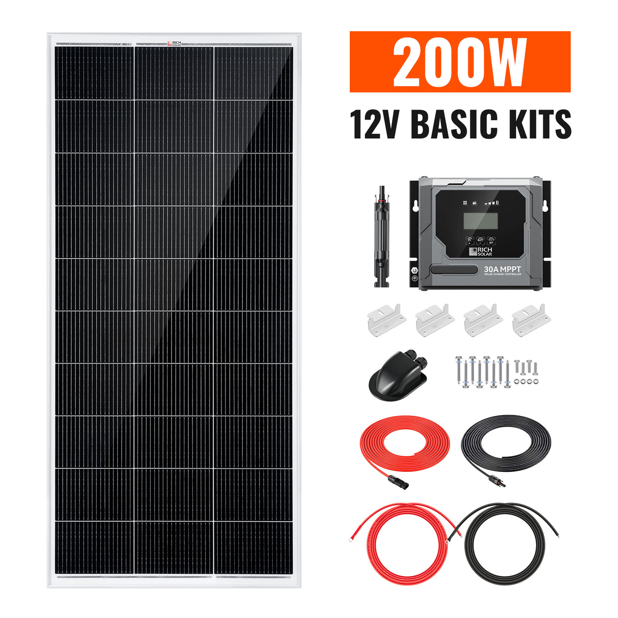 Basic 200 Watt Solar Kit | Solar Panel & Charge Controller Kit for RVs, Vans & Off-Grid Applications | Expandable Solar Charging - RICH SOLAR