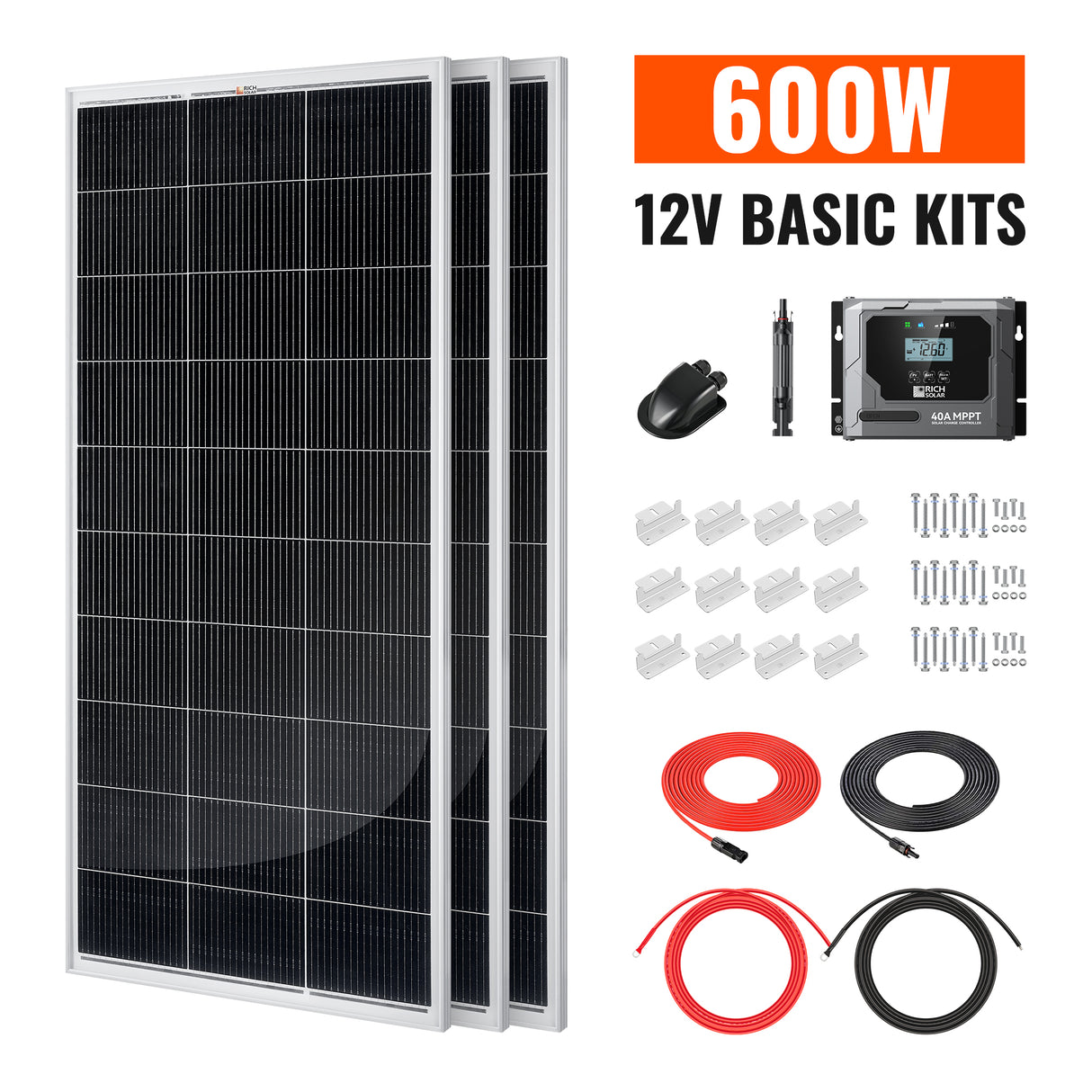 Basic 600 Watt Solar Kit | Solar Panel & Charge Controller Kit for RVs, Vans & Off-Grid Applications | Expandable Solar Charging - RICH SOLAR