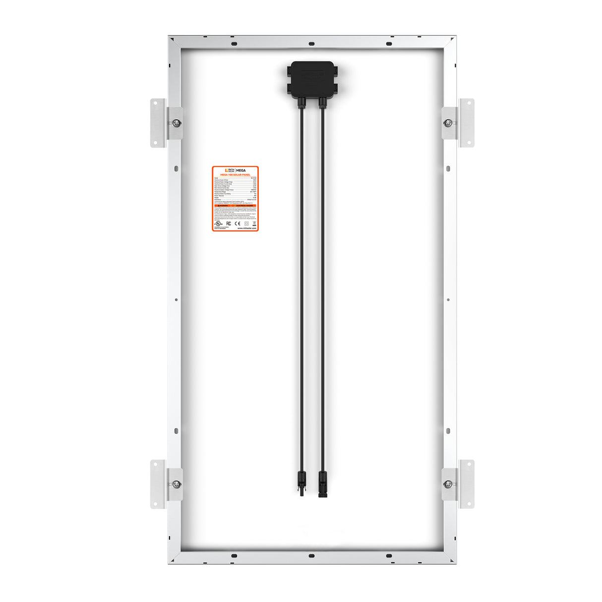 MEGA 100 WITH 3/4" Z BRACKETS | 12V 100W Solar Panel for RV, Boat, Cabins | 22.6% Efficiency, 25-Year Warranty | Pallet Orders Only (44PCS) - RICH SOLAR
