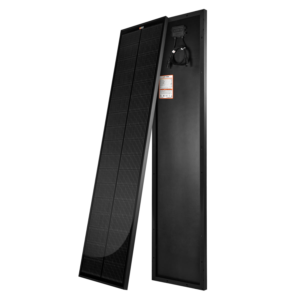 MEGA 130 SLIM ONYX | 130 Watt Slim Solar Panel | Compact 12V Narrow Panel for Vans, Campers, Boats | 25-Year Output Warranty - RICH SOLAR