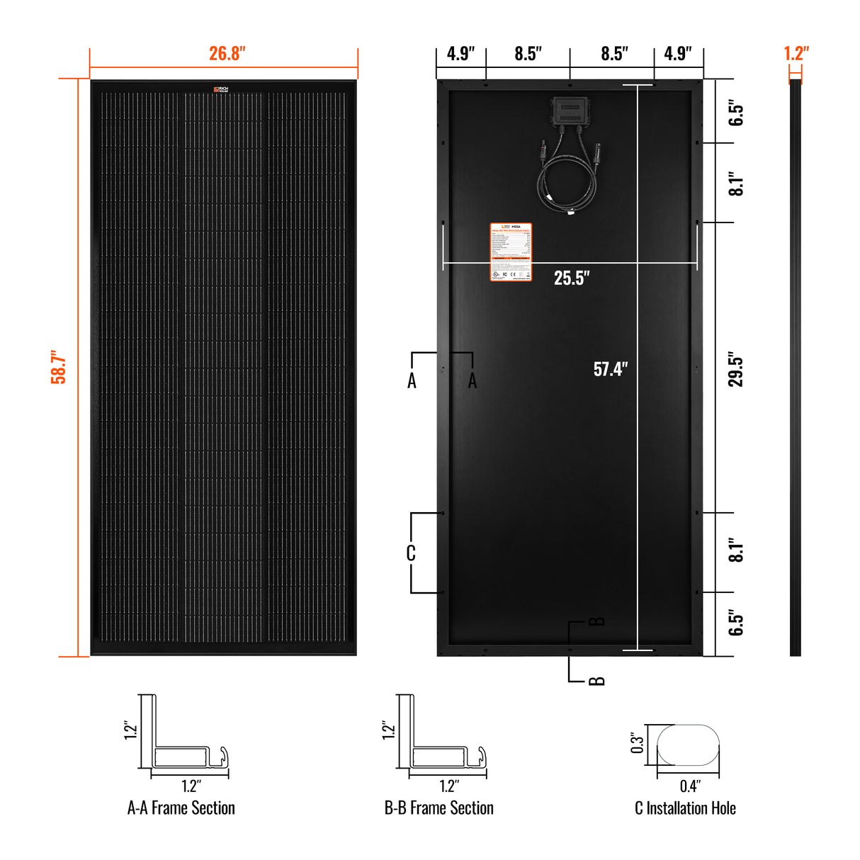 MEGA 200 PRO ONYX | 200 Watt 24 Volt Solar Panel | Premium 24V Off-Grid Solar Panel for RVs, Trailers, Cabins | 25-Year Output Warranty - RICH SOLAR