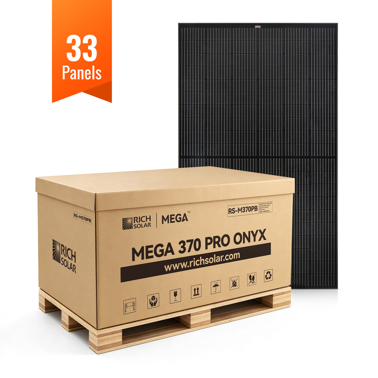 MEGA 370 PRO ONYX | 370 Watt Solar Panel | 24V Off-Grid Solar Panel for Residential, Commercial, Agriculture | 25-Year Output Warranty - RICH SOLAR