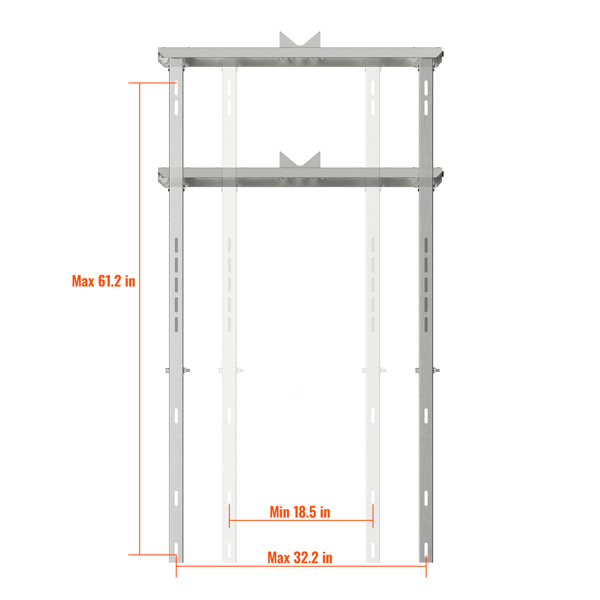 Dual-Panel Adjustable Solar Pole Mount Bracket Kit | 36.6 in Crossbar | 25°–90° Tilt | Supports 100–250W Solar Panels | Fits Poles Up to 5 in