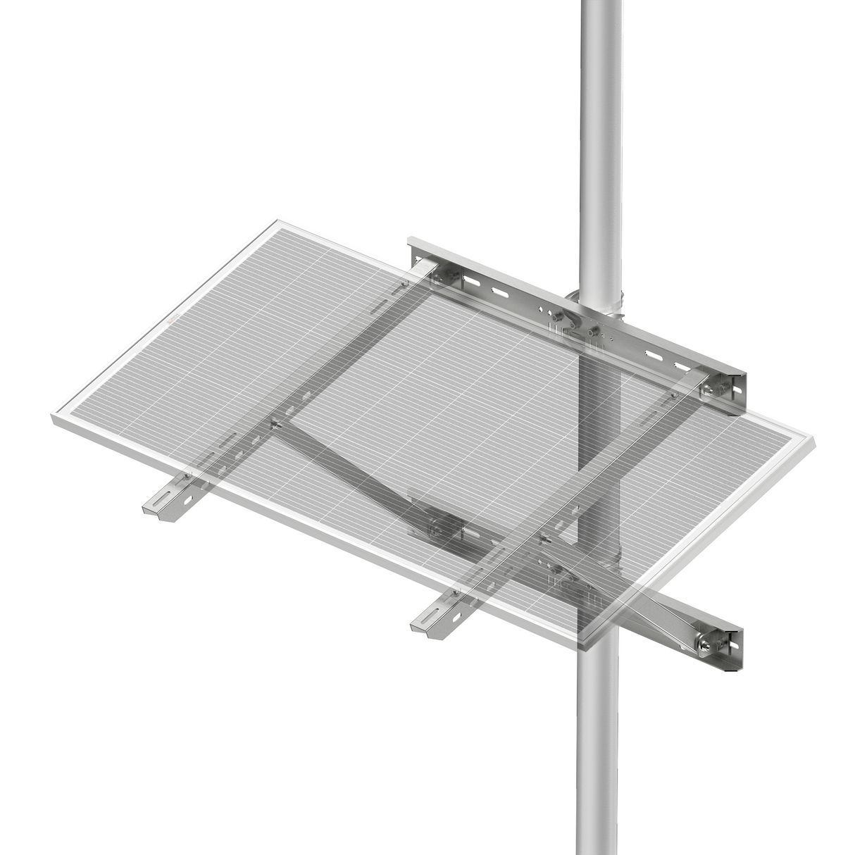 Single-Panel Adjustable Solar Pole Mount Bracket Kit | 36.6" Crossbar | 25°–90° Tilt | Supports 100–250W Solar Panels | Fits Poles Up to 5"