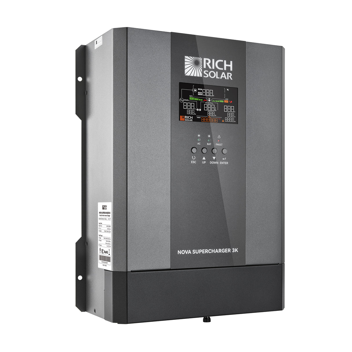 NOVA SUPERCHARGER 3K | 3000W 12V Pure Sine Wave Inverter Charger with Built-in Transfer Switch - RICH SOLAR