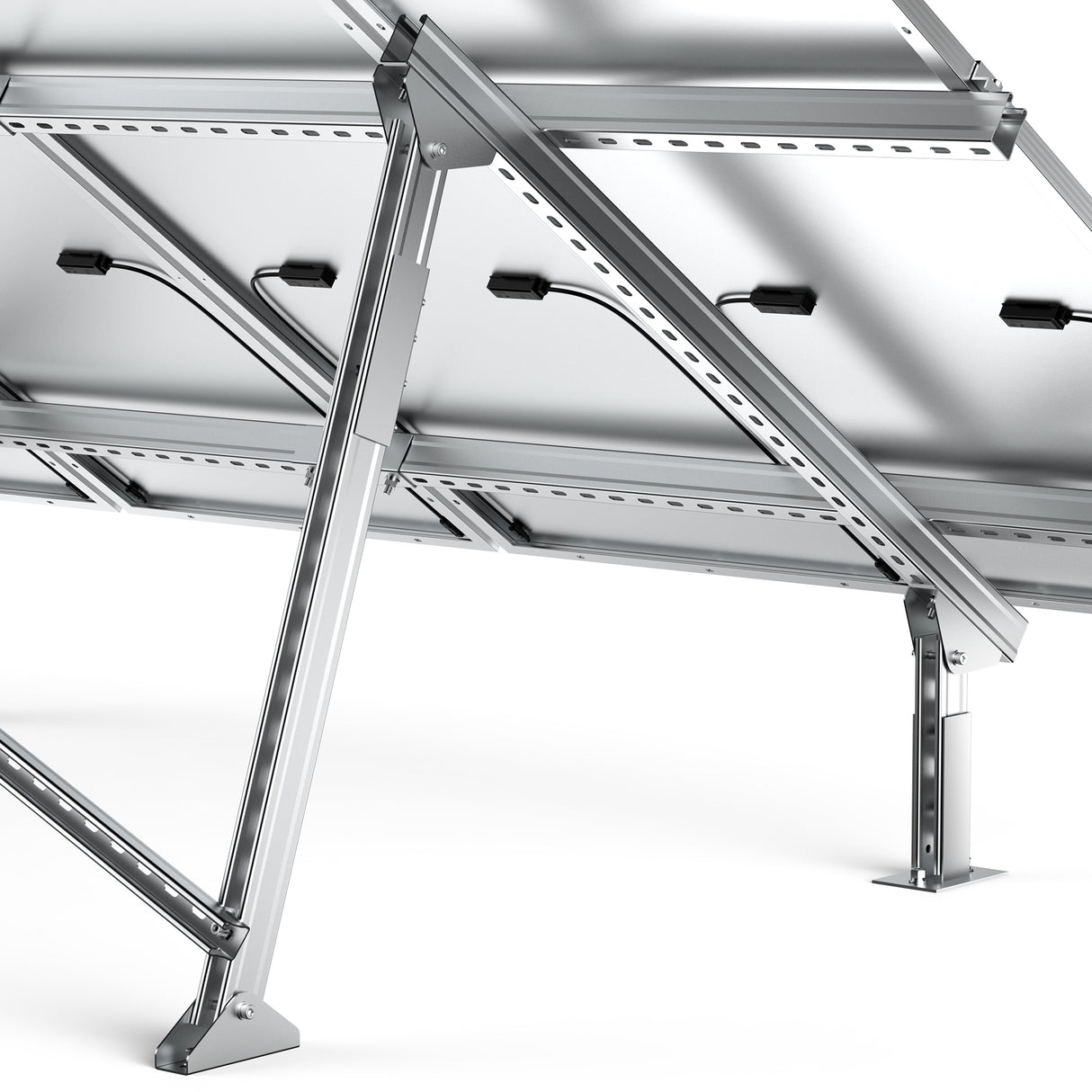 Solar Ground Mount | Fit MEGA 100/100 SLIM/MEGA 150 | Adjustable, Easy-to-Install Brackets for 1-4 Panels