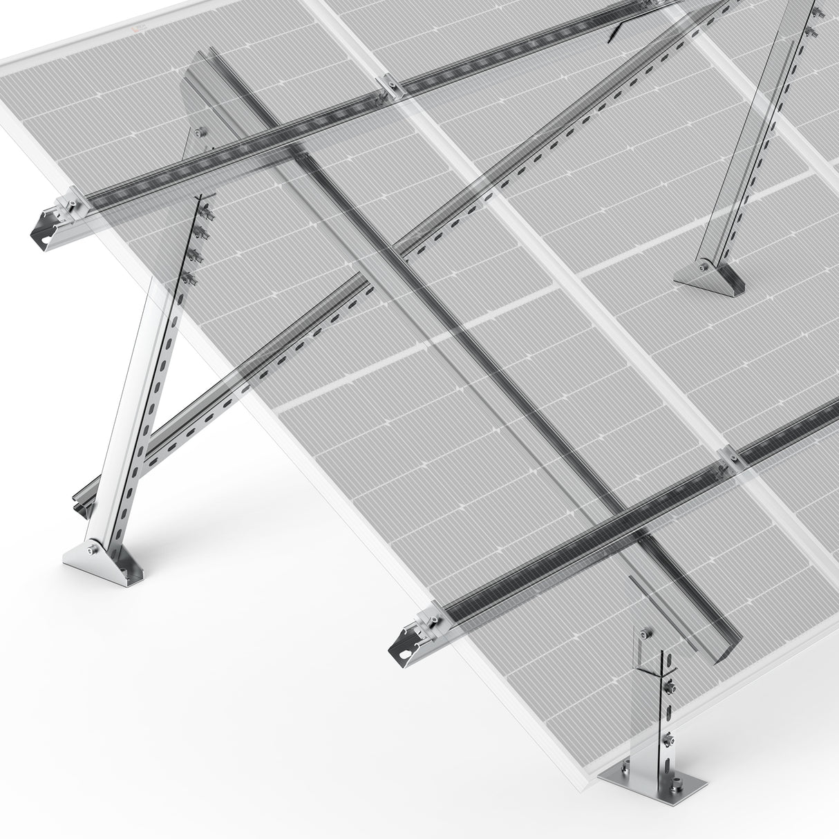 Solar Ground Mount | Fit MEGA 100/100 SLIM/MEGA 150 | Adjustable, Easy-to-Install Brackets for 1-4 Panels