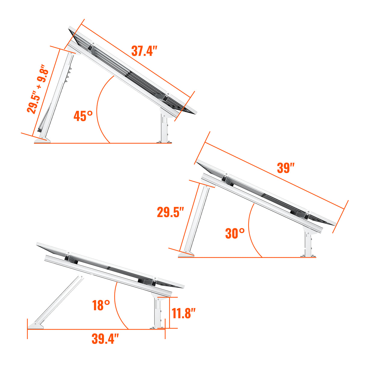 Solar Ground Mount | Fit MEGA 100/100 SLIM/MEGA 150 | Adjustable, Easy-to-Install Brackets for 1-4 Panels