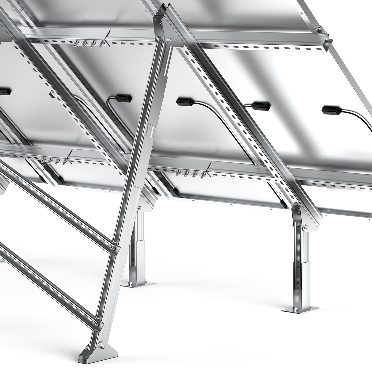 Solar Ground Mount | Fit MEGA 130 SLIM / MEGA 335 / MEGA 410 | Adjustable, Easy-to-Install Brackets for 1-4 Panels