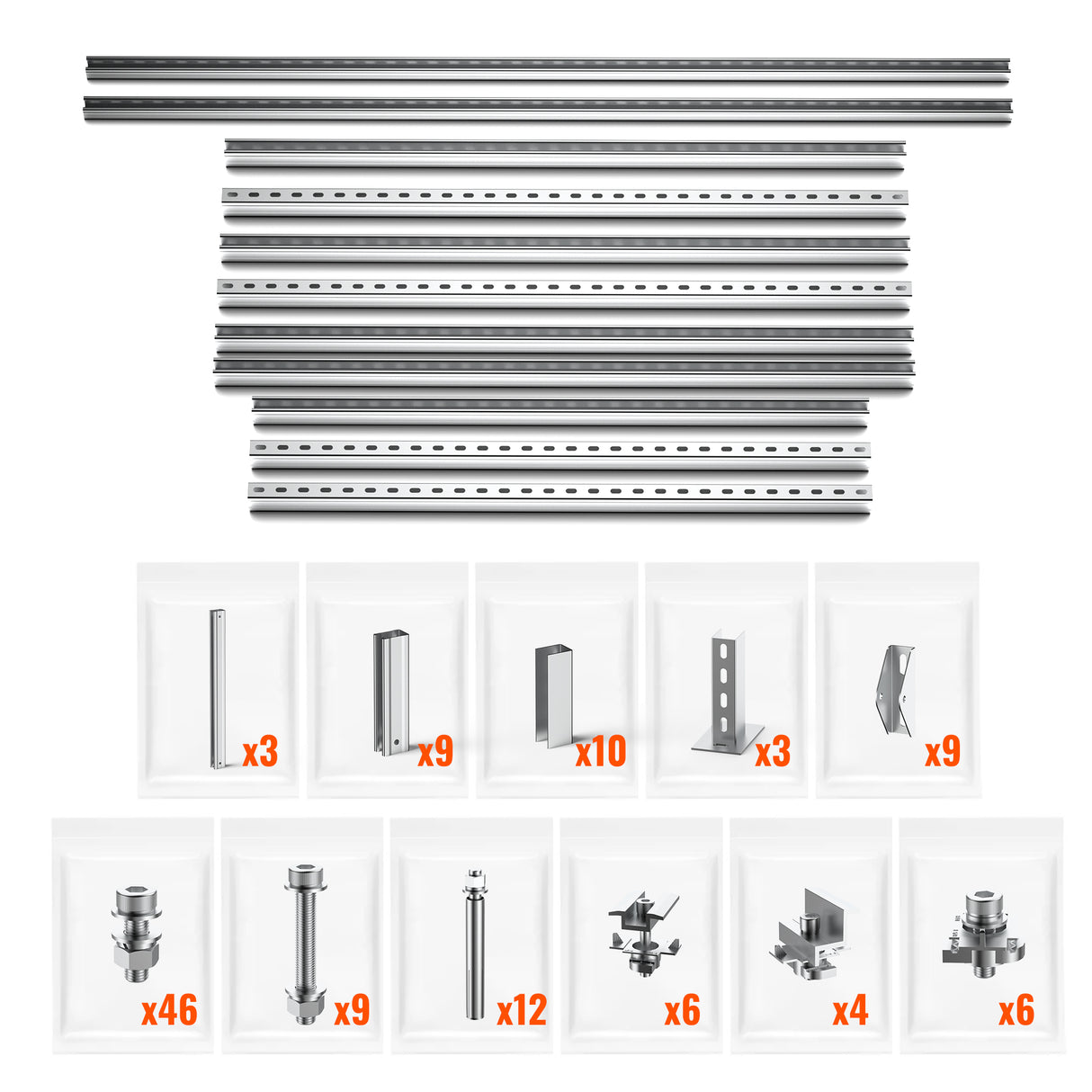 Solar Ground Mount | Fit MEGA 130 SLIM / MEGA 335 / MEGA 410 | Adjustable, Easy-to-Install Brackets for 1-4 Panels