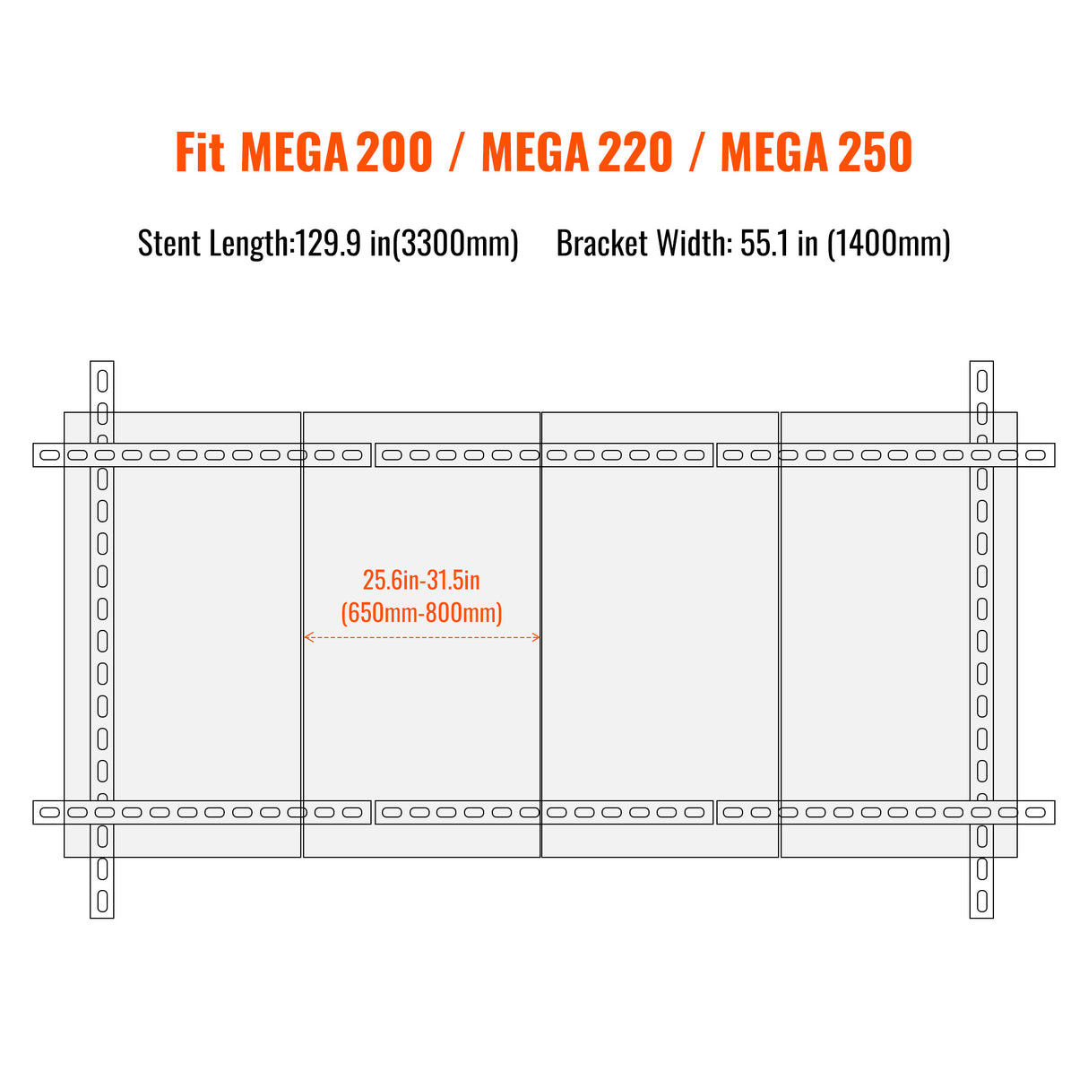 Solar Ground Mount | Fit MEGA 200/MEGA 220/MEGA 250 | Adjustable, Easy-to-Install Brackets for 1-4 Panels