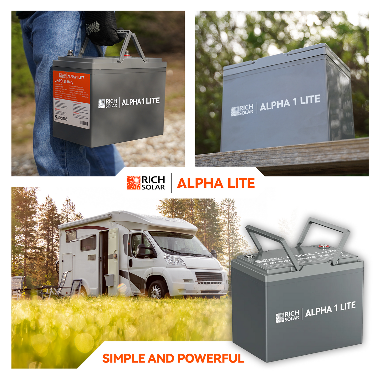 ALPHA 1 LITE | 12V 100Ah LiFePO4 Battery | Lightweight 12V Lithium Battery for RVs, Trailers, Vans, Boats, Off-Grid | 4,000 Lifetime Cycles | Best Value - RICH SOLAR