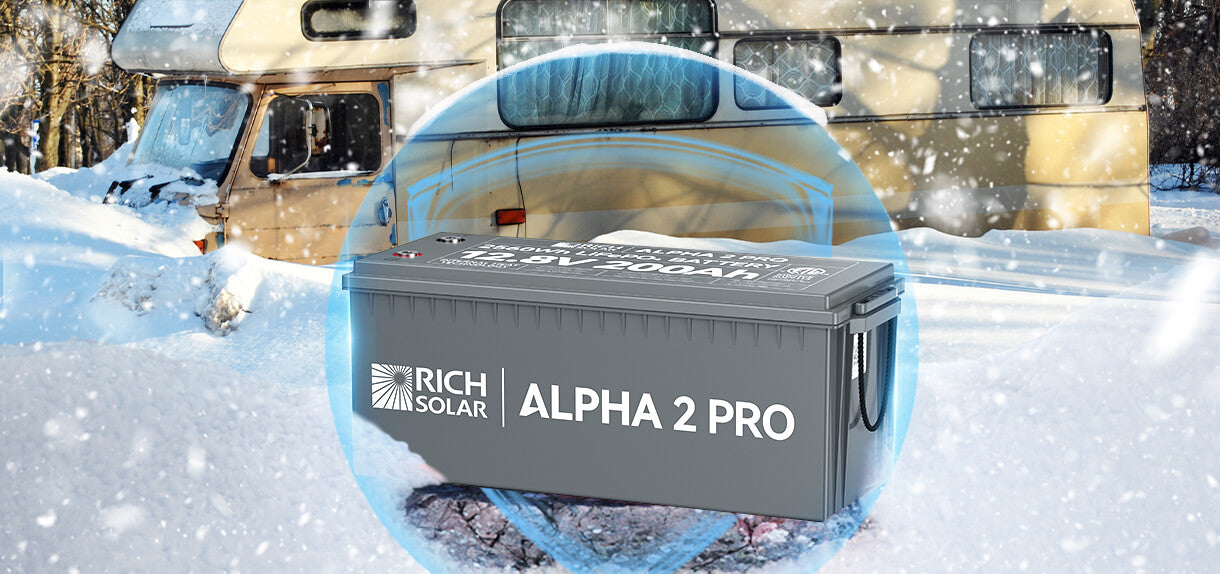 Well-insulated solar battery with a protective cover designed for winter use, placed in an outdoor environment.