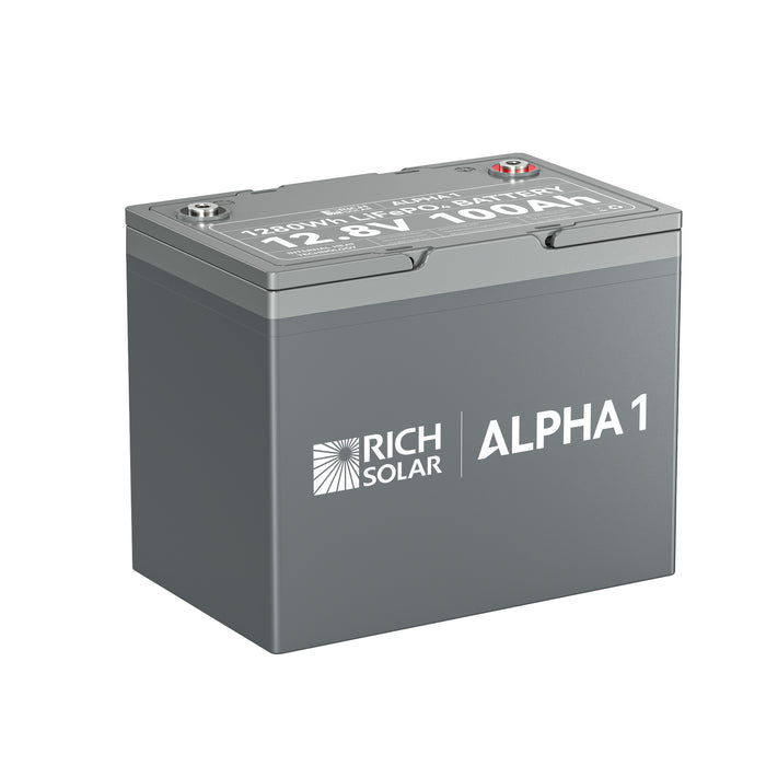 ALPHA 1 | 12V 100Ah LiFePO4 Battery | Powerful 12V Lithium Battery for RVs, Trailers, Vans, Boats, Off-Grid | 5,000 Lifetime Cycles | Bluetooth and Internal Heat Technology - RICH SOLAR