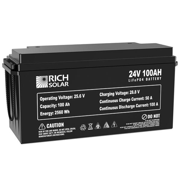 24V 100Ah LiFePO4 Lithium Iron Phosphate Battery - RICH SOLAR