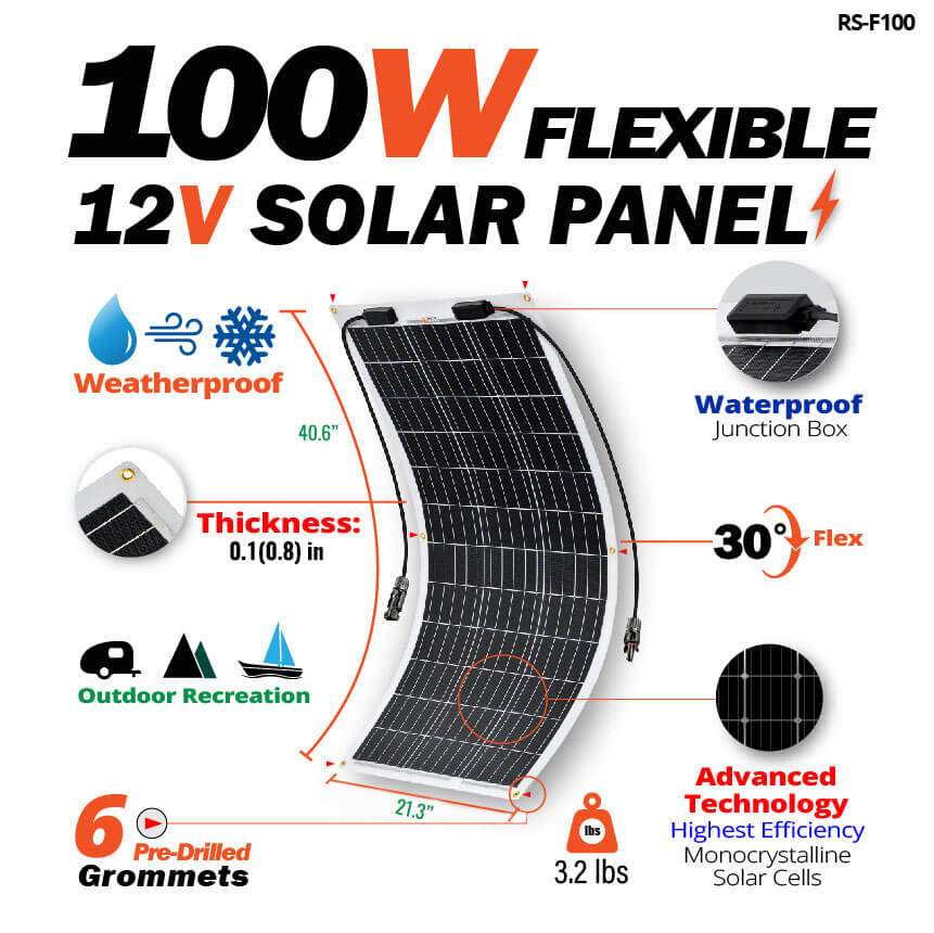 MEGA 100 FLEX | 100 Watt Monocrystalline Solar Panel | Best 12V