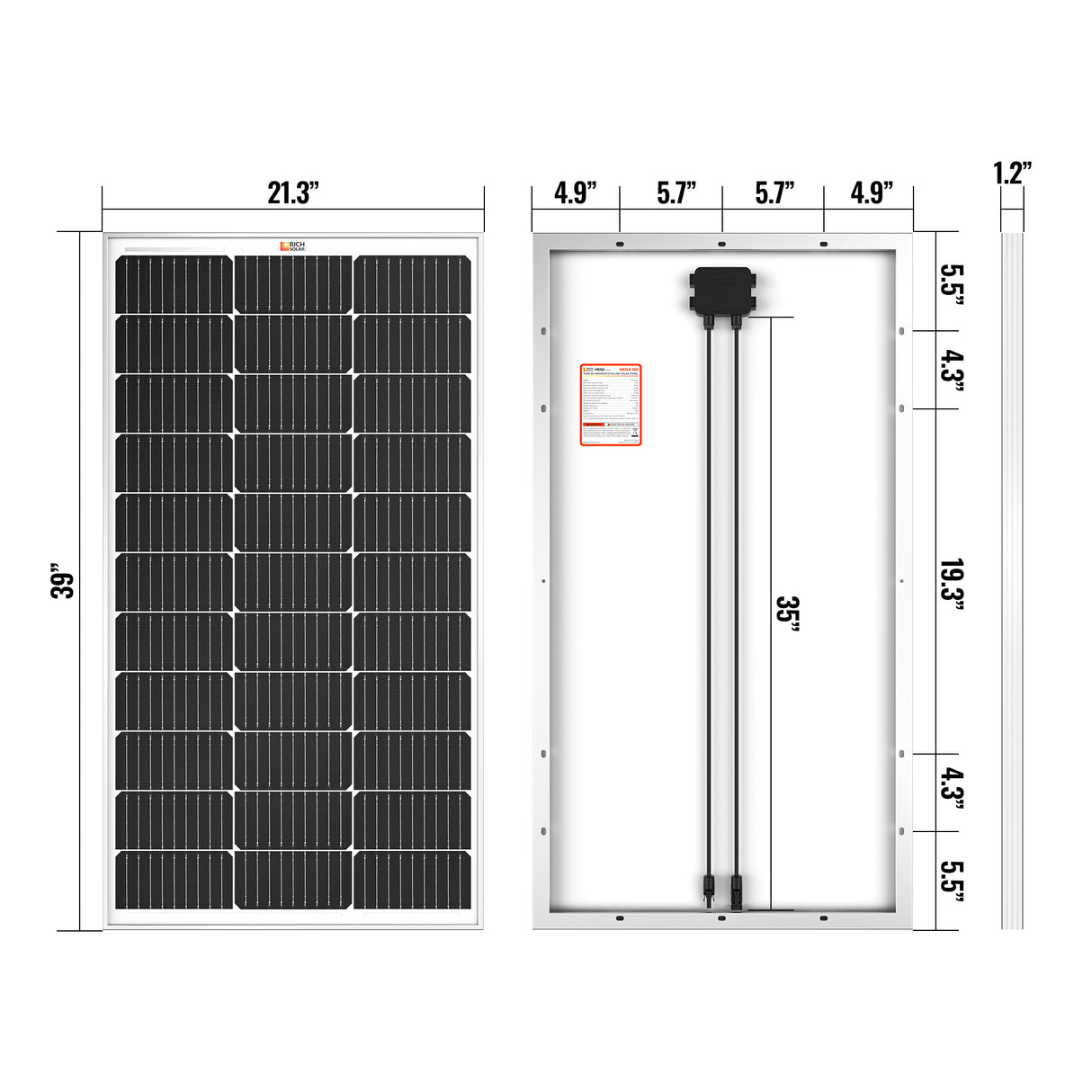 100W 12V Monocrystalline Solar Panel - RICH SOLAR