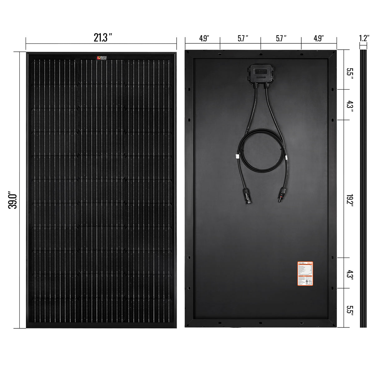 MEGA 100 | 100 Watt Solar Panel | Premier 12V Off-Grid Solar Panel for Vans, Campers, Boats | 25-Year Output Warranty | UL Certified - RICH SOLAR