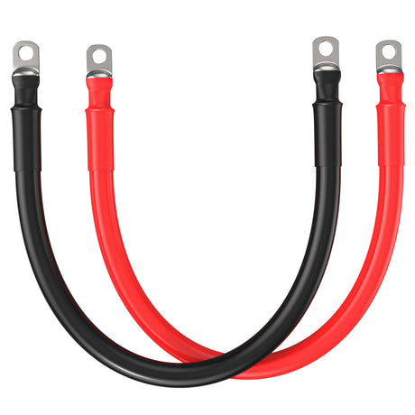 2 Gauge (AWG) Black and Red Pure Copper Inverter Battery Cables | Pick Length and Lugs - RICH SOLAR