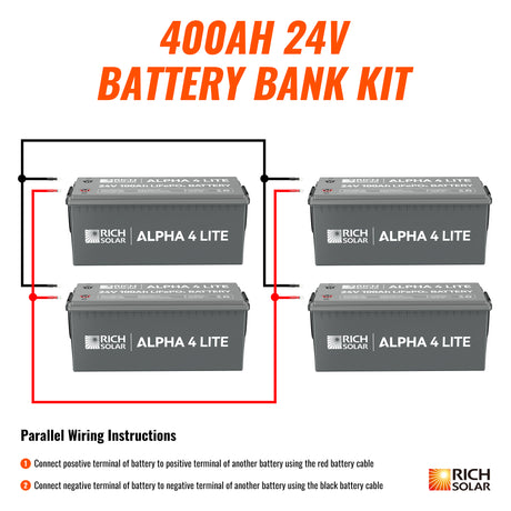 24V - 400AH - 10.2kWh Lithium Battery Bank - RICH SOLAR