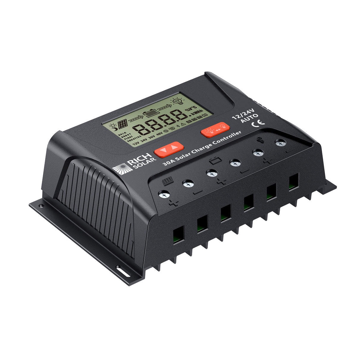 30 Amp PWM Solar Charge Controller | 12V/24V Auto 30A PWM Controller for RVs, Trailers, Campers, Vans, Boats, Off-Grid
