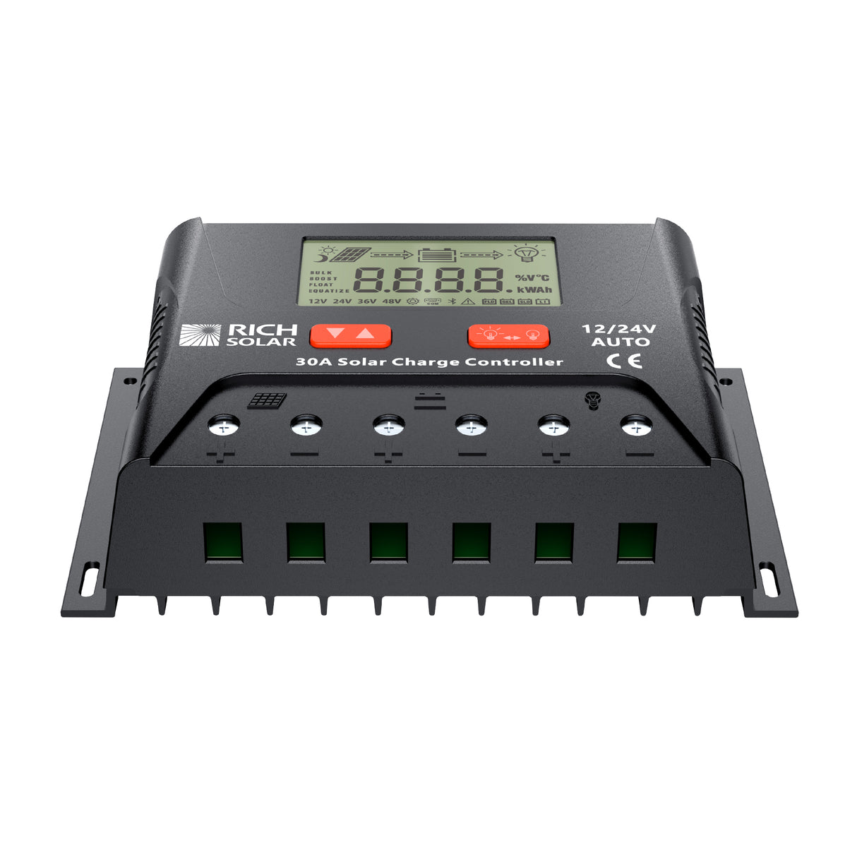 30 Amp PWM Solar Charge Controller | 12V/24V Auto 30A PWM Controller for RVs, Trailers, Campers, Vans, Boats, Off-Grid