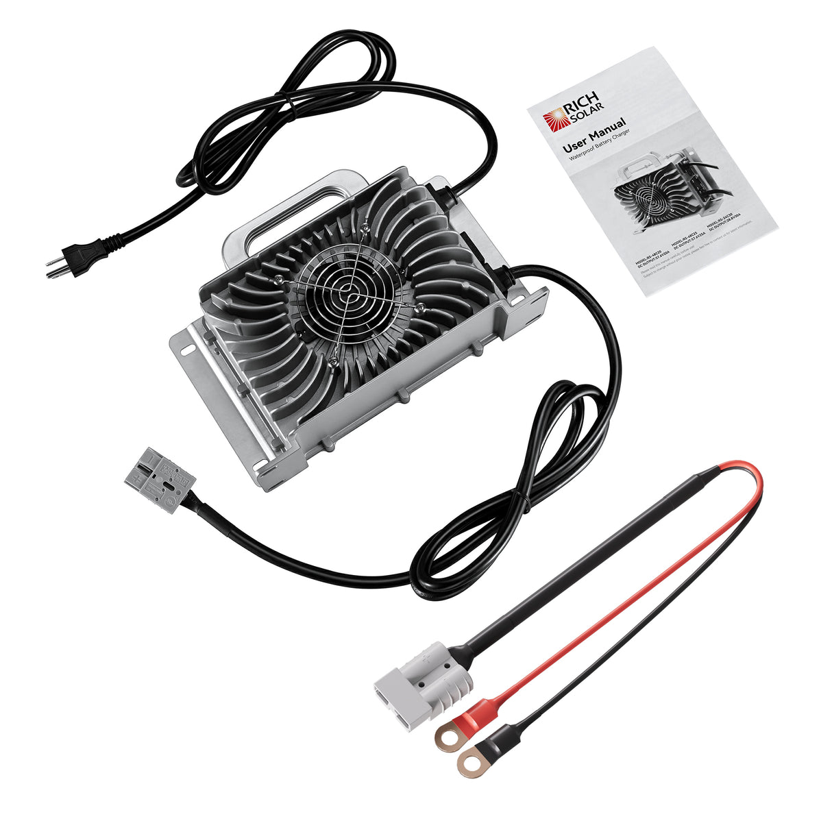 48V (57.6V) Waterproof LiFePO4 Charger | 20A / 25A,  100-240V AC, 8-in-1 Protection, Fan-Cooled