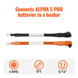 4 AWG 5/16” Battery Cables | Pair of 1 FT Orange & Black Pure Copper Battery Cables for Server Rack Busbar - RICH SOLAR