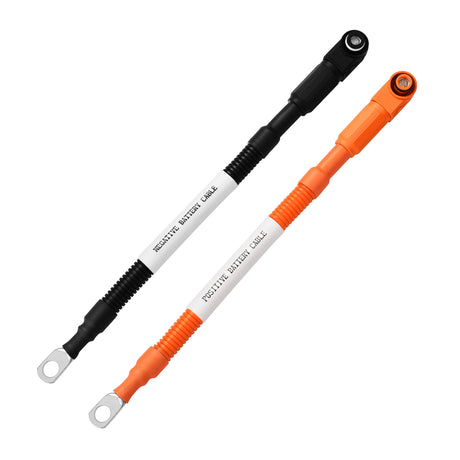 4 AWG 3/8” Battery Cables | Pair of Orange & Black Pure Copper Battery Cables for Server Rack Busbar - RICH SOLAR