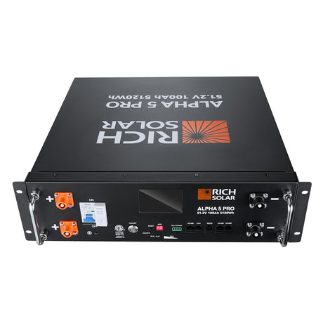 ALPHA 5 PRO | 51.2V 100Ah LiFePO4 Battery | Premium 48V Server Rack Lithium Battery for Residential, Commercial, RVs, Off-Grid | 7,000 Lifetime Cycles | 10 Year Warranty | UL1973, UL9540A Certified - RICH SOLAR